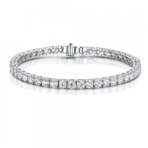 1.00Ct Rub Over Set Tennis Bracelet with Diamonds in 18K White Gold