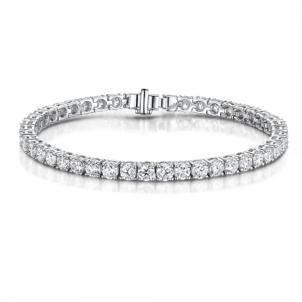 1.00Ct Rub Over Set Tennis Bracelet with Diamonds in 18K White Gold